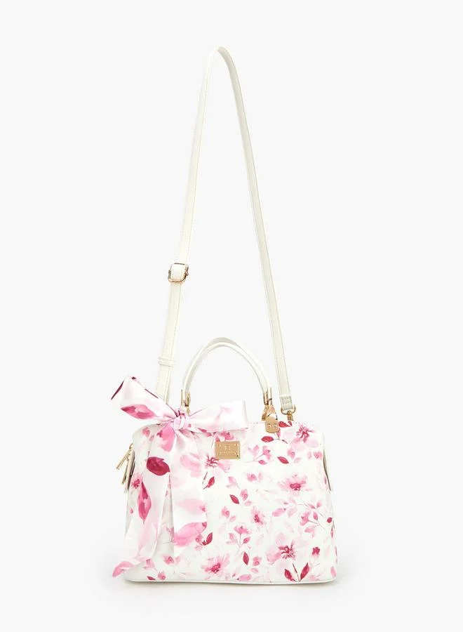 Flora Bella By Shoexpress Floral Print Tote Bag With Bow Accent